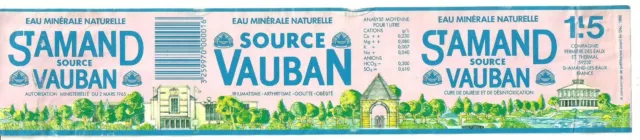 étiquette eau minérale grand format source Vauban de Saint-Amand-les-Eaux (Nord)