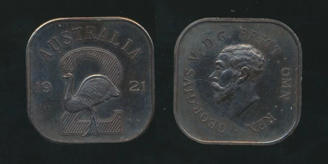 Australia 1920 KGV Bronze Pattern Square Emu Florin 2/-