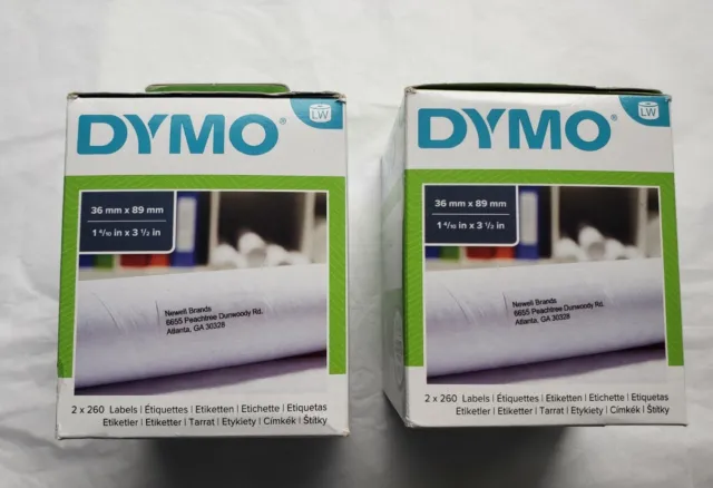 2 Pack NEW GENUINE Dymo LabelWriter Address Label Roll 89x36mm #S0722400