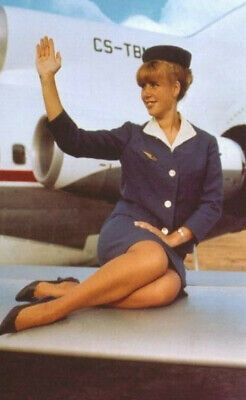 Airline issue postcard - TAP Air Portugal Boeing 727-100 - Stewardess Crew 1967