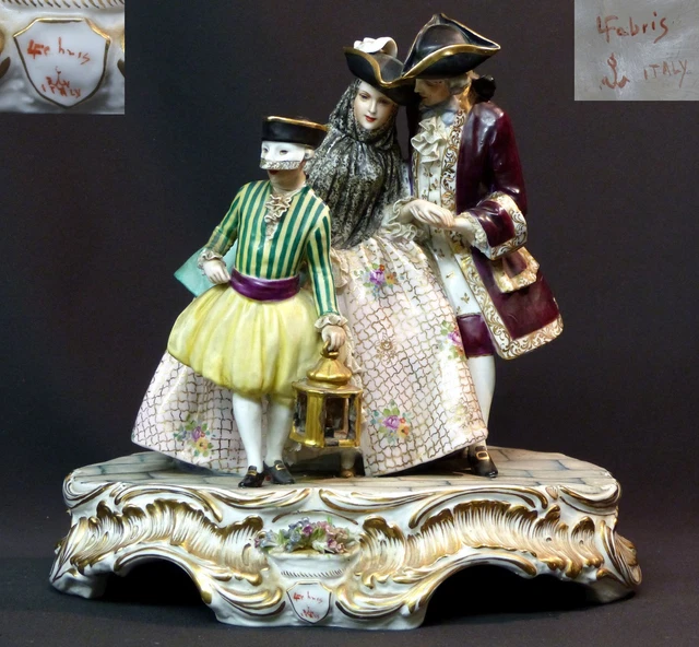 A 19èm Luigi FABRIS rare grand groupe Porcelaine capodimonté 3,9kg30cm meissen
