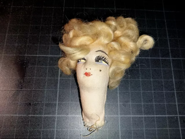 Ancienne tête de poupée de salon - boudoir doll - H : 7 cm