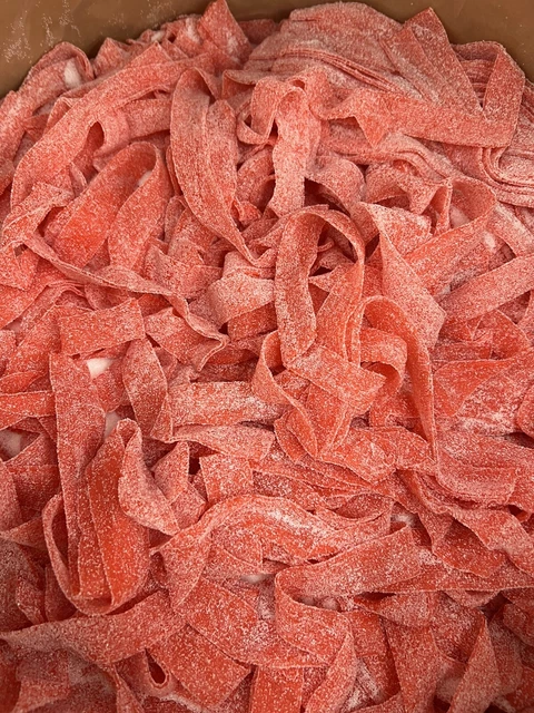 SOUR POWER BELTS STRAWBERRY Flavor Very Sour Bulk Gummy Candy 1 Pound 16 OZ