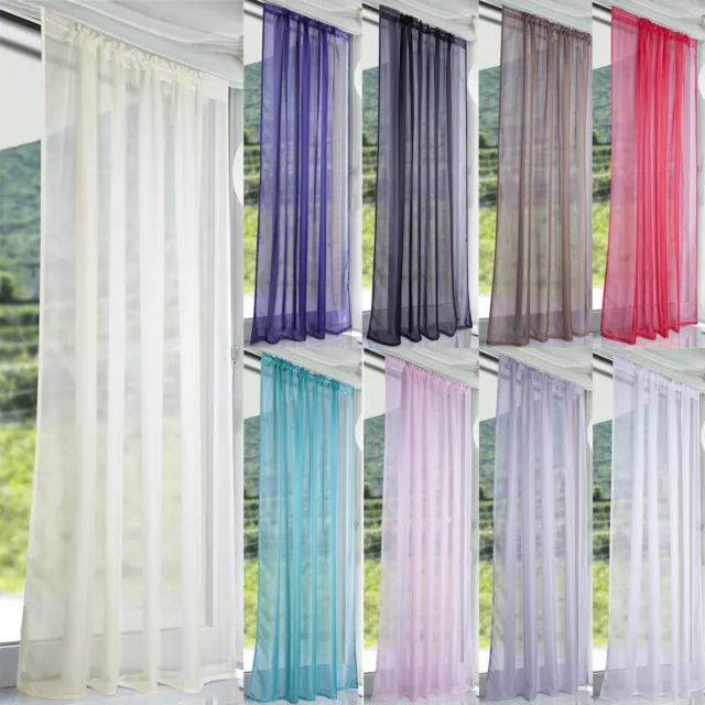 Home Floral Tulle Voile Door Window Curtain Drape Panel Sheer Scarf Valances