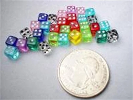 Tiny Dice: Deluxe Transparent: 30pc Assorted Colours (US IMPORT)
