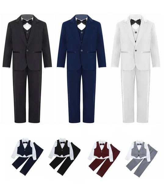 Kids Boys Wedding Gentleman Outfit Bow Tie Shirt Pants Clothes Set Dress Vest