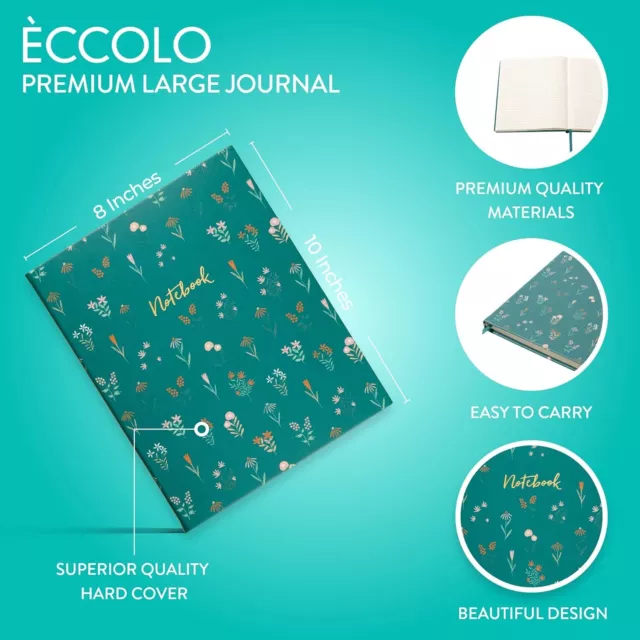 Eccolo Large Lined Journal Notebook, Hardbound Cover, Writing Journal, 256 Ruled 2