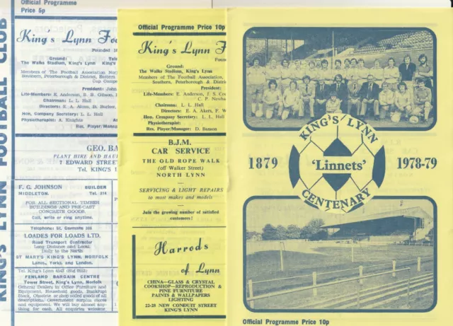 King's Lynn FC Home Programmes 1970s to 1980