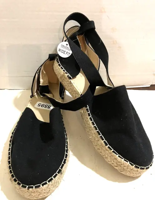 ASOS Truffle Collection Women’s Size 7 Black espadrille ankle strap shoes