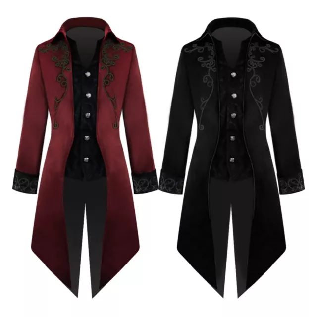 Mens Vampire Gothic Tailcoat Long Suit Jacket Tuxedo Victorian Frock Coat