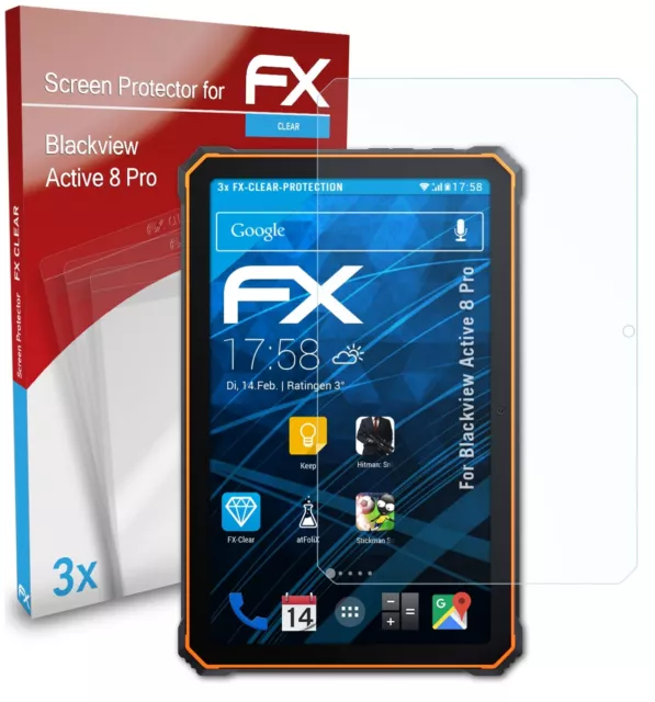 atFoliX 3x Screen Protector for Blackview Active 8 Pro clear