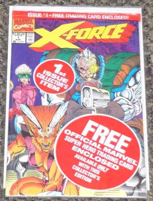 1991 MARVEL COMICS 1st SERIES XFORCE #1 VF/NM SEALED POLYBAG TEAM CARD KEY ISSUE