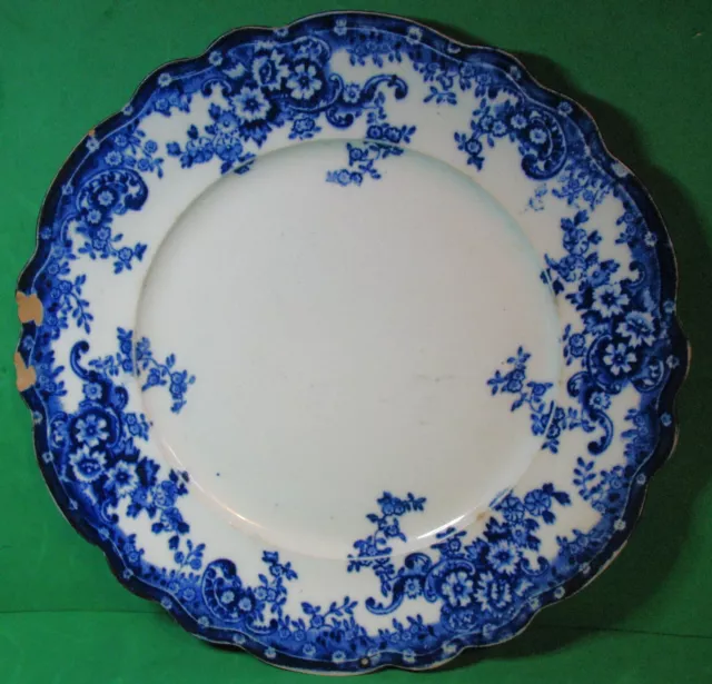 Single Dresden English Semi Porcelain Blue Transferware Luncheon Plate