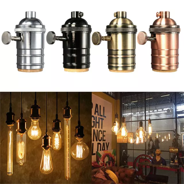 E27 Vintage Edison spirale Ampoule Lampe douille avec interrupteur maison