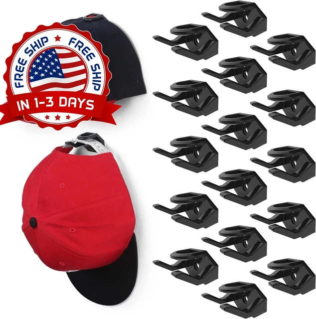 Ganchos Adhesivos para Sombreros para Perchero de Pared Plástico Negro US NUEVO