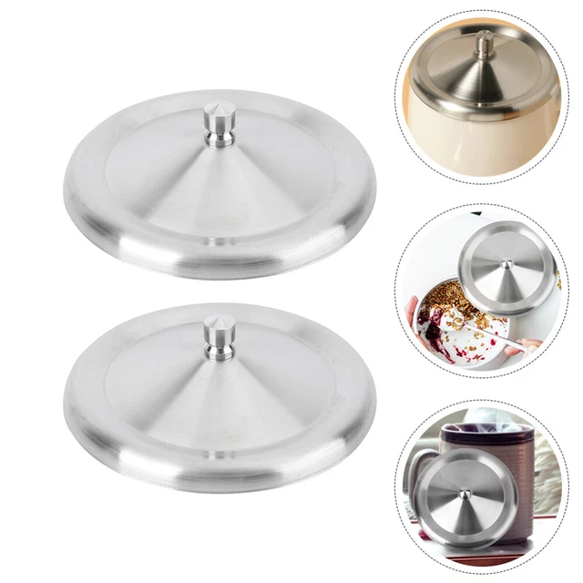 2 fundas de acero inoxidable tapas de tazas cubiertas de polvo cubiertas de tazas prácticas