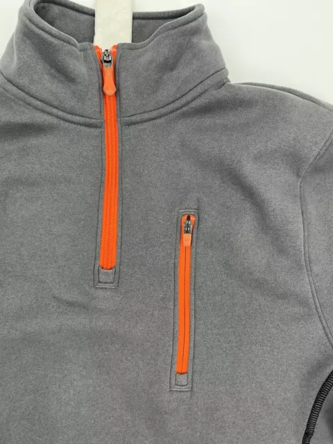 UNDER ARMOUR MENS Small S Gray Orange Quarter Zip Pullover Sweatshirt ...