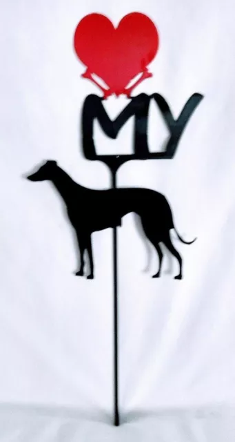 Greyhound Love (heart) Yard Sign Metal Silhouette Made in the USA