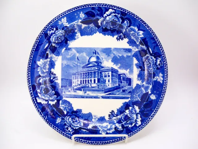Wedgwood Etruria Blue & White Historical Boston Plate State House 1899