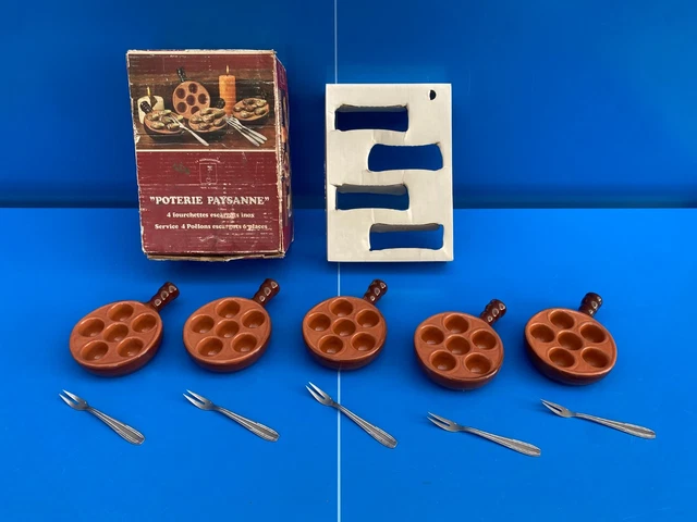 Set de 2 plats français marrons Emile Henry escargot 12 puits d