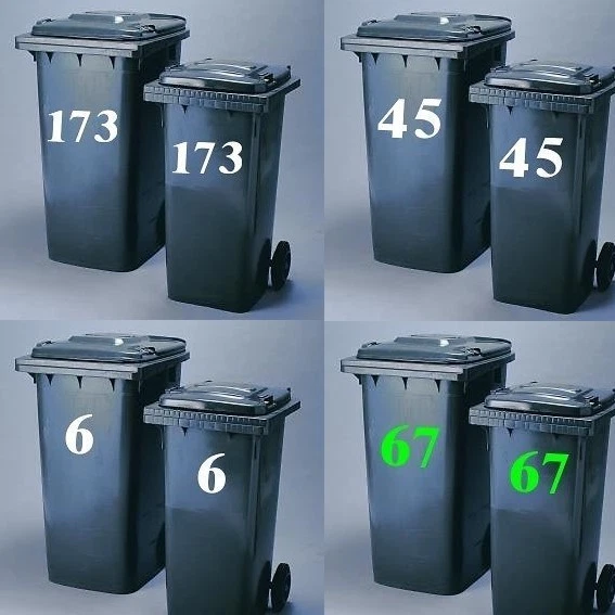 Wheelie Bin Number Vinyl Sticker AVAILABLE IN 19 COLOURS MATT AND GLOSS !!!