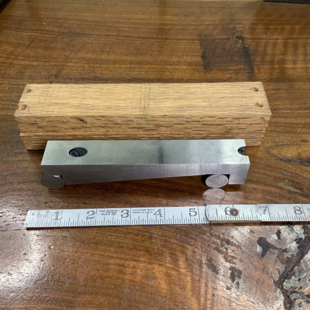 6 Inch Machinist Precision Sine Bar With Wood Case no makers mark.