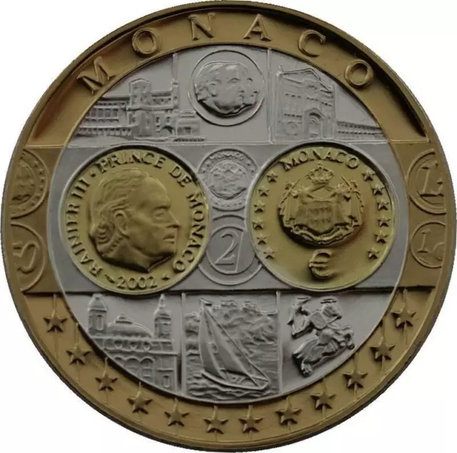 R1355 Medal Monaco 20 Euros Rainier III 2002 Silver 999% PF Proof BE >M Offer
