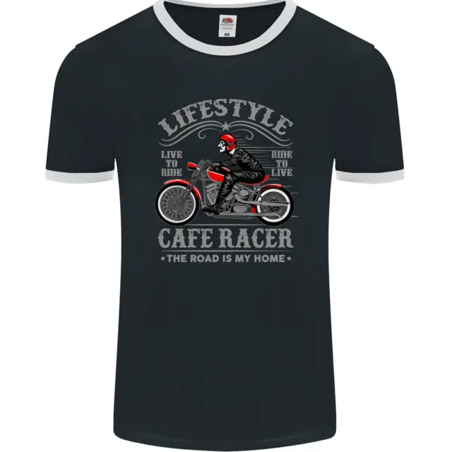 Lifestyle Cafe Racer Biker Motorcycle Mens Ringer T-Shirt FotL
