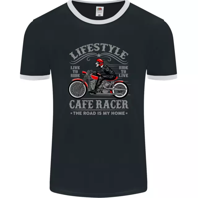Maglietta Lifestyle Cafe Racer Biker Motocicletta Uomo Ringer FotoL