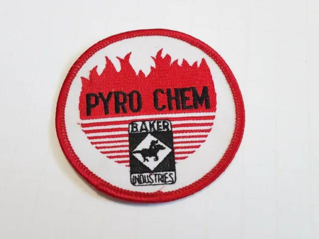 Vintage PYRO CHEM / Baker Industries Embroidered Emblem Badge Patch NOS! 3" Dia