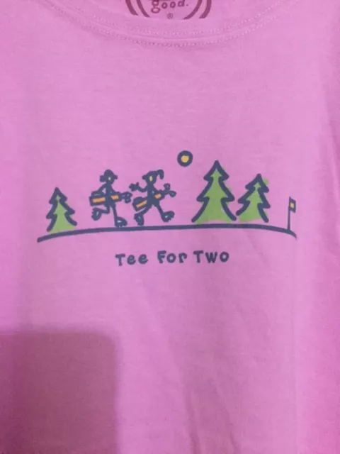 LIFE IS GOOD Women's L Short Sleeve Pink "tee for two" Cotton T-Shirts