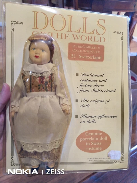 Dolls of the World SWITZERLAND Porcelain DOLL Swiss Costume + Magazine #31