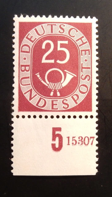 Bund, 131 ** Posthorn 25 Pf.  mit Unterrand un 50 % HAN  geprSchlegel