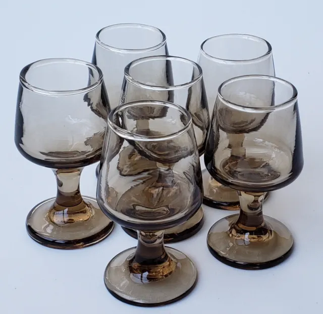 Set Of 6 Vintage Libbey Glass Tawny Cordials