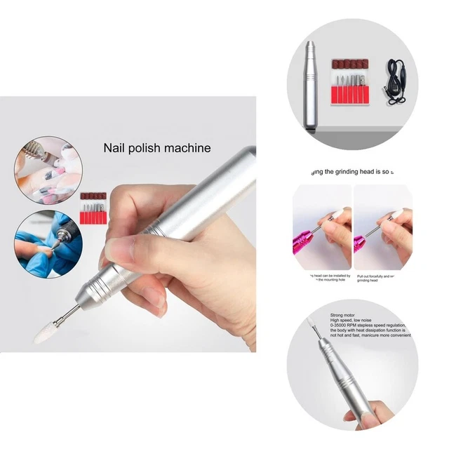 1 juego de lima de uñas eléctrica mango cómodo exfoliante 35000 rpm Mini