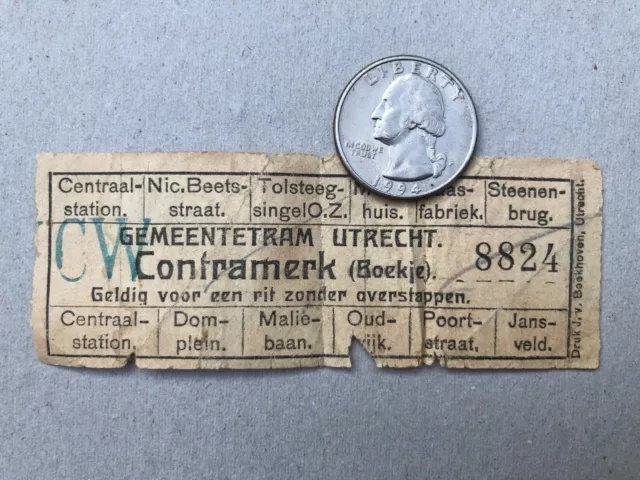 Old Vintage Transportation Ticket NETHERLANDS