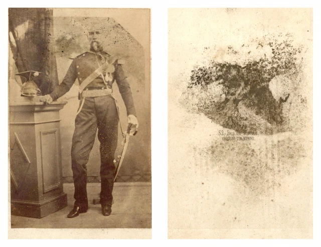 Tirage Albuminé Vintage – Souclier, Limoges – Officier à Cheval – Circa 1865