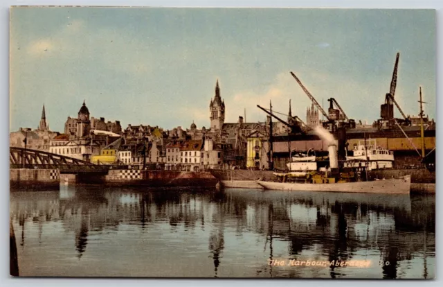 Postcard The Harbor, Aberdeen ship at dock U120