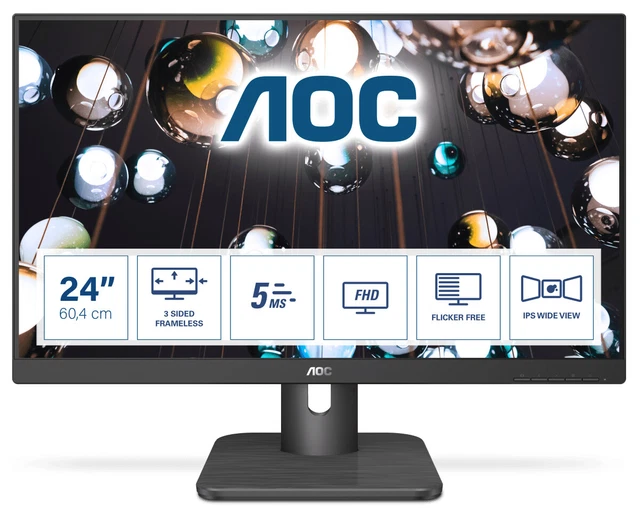 AOC 24E1Q, LED-Monitor 60.45 cm(23.8 Zoll), schwarz, HDMI, FullHD, IPS