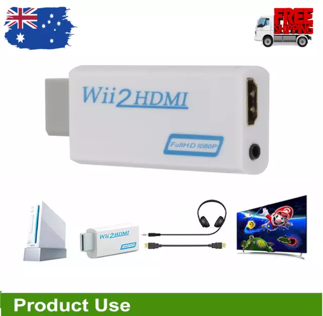 Wii to HDMI Converter 3.5mm Adapter Wii2 HDMI Audio HD Video Output 480 FULL HD