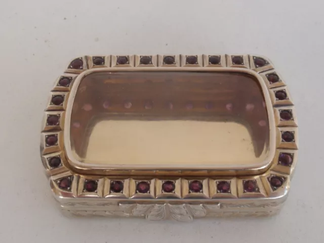 Scatola Per Sigarette Argento Massiccio Art Deco Italiana Dorata E Ametista Custodia Per Sigarette
