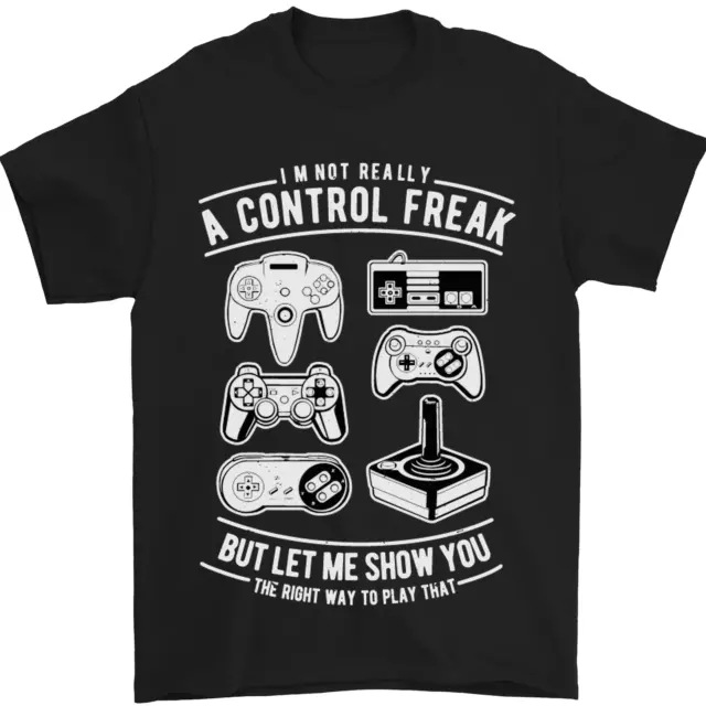 T-shirt da uomo Control Freak Funny Gaming Gamer 100% cotone