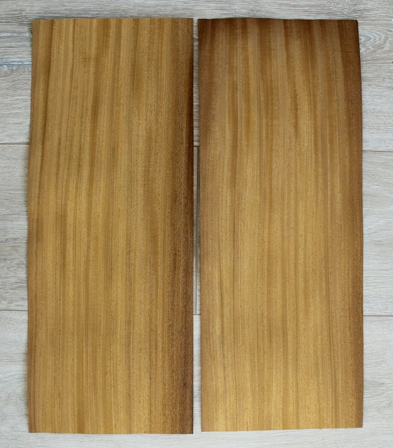 Chapa de madera Afrormosia, 3 hojas de chapa ~18,1 x 7,2" (~46 x 18,5) 0,6 mm (~1/42"")
