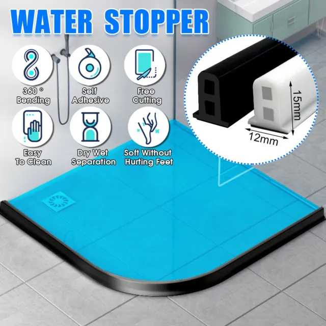 Flexible Silicone Shower Water Barrier Stopper Bathroom Waterproof Strip