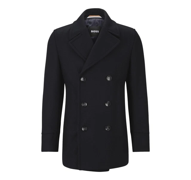 Manteau Long Homme Hugo Boss Noir, Mohair Et Laine, Taille 46 - Neuf Sans étiquettes