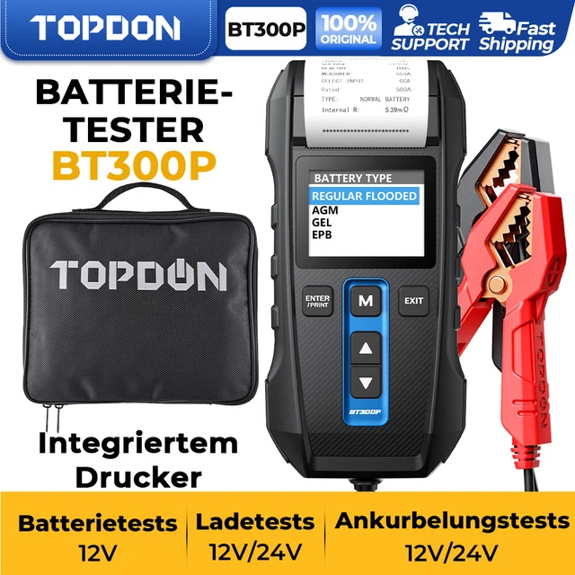 TOPDON BT300P tester batteria auto tester batteria con stampante integrata
