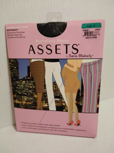 Sara Blakely Marvelous Mama Assets Maternity Pantyhose Black Size 3