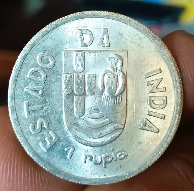 India Portuguese 1935 Silver Rupia UNC #4