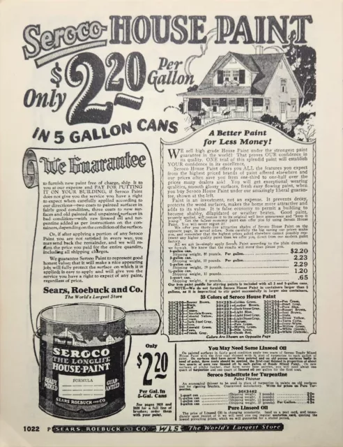 1927 Sears Roebuck Catalogue  Seroco House Paint Ad