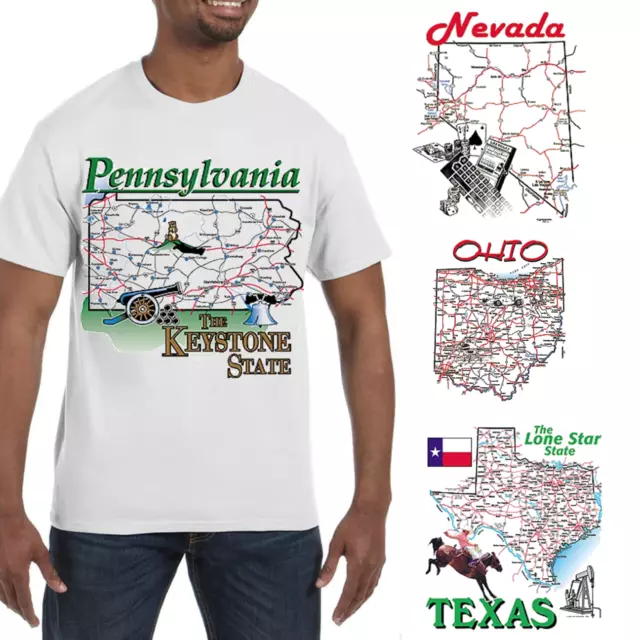 CHOOSE YOUR STATE MAP - Mens Souvenir T-shirt